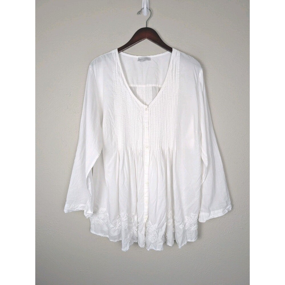 Soft Surroundings 100% Cotton Beaded Button Shirt